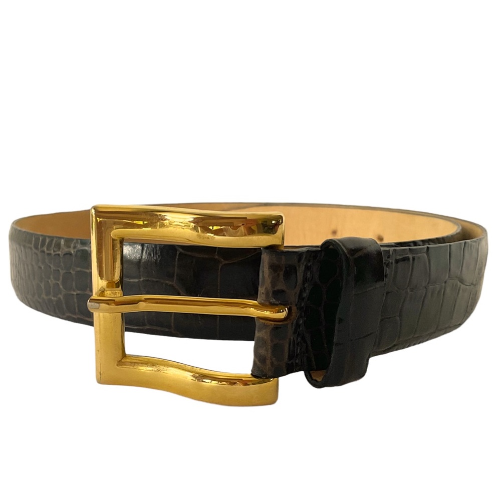 Cipriani Dark Brown Italian Alligator Calfskin Belt Size Large